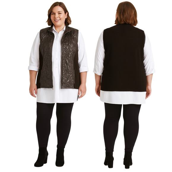 Chico’s Size 3 (14-16) Quilted Scroll Puffer Front & Knit Back Vest NWT - Picture 7 of 7